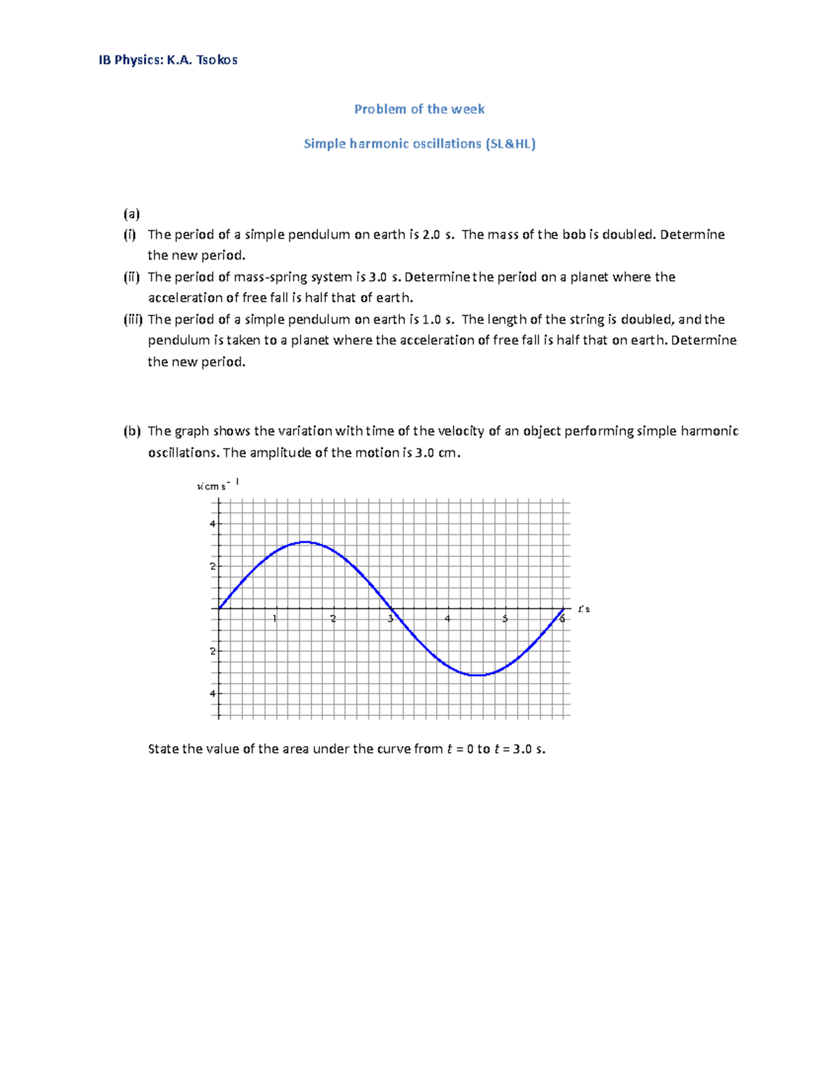 13 SHM - ... - Problem of the week Simple harmonic oscillations (SL&HL ...