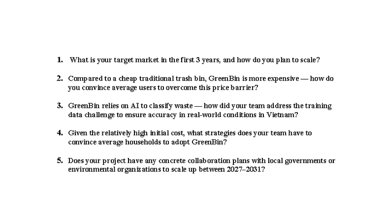 Marketing Strategies and Challenges for GreenBin Project (WDFD) - Studocu