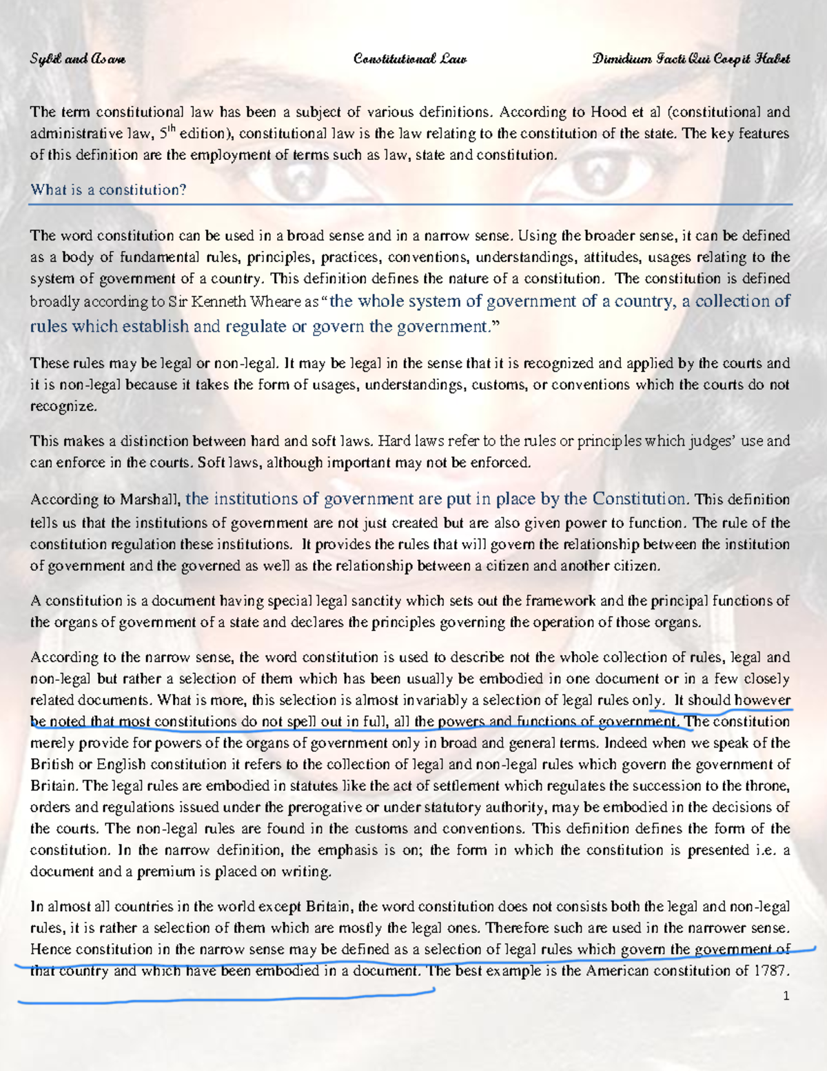 Constitutional Law Notes: Key Definitions and Principles Overview - Studocu
