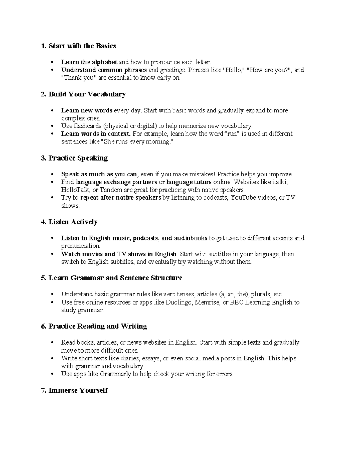 English - Comprehensive Guide to Beginner Language Learning - Studocu