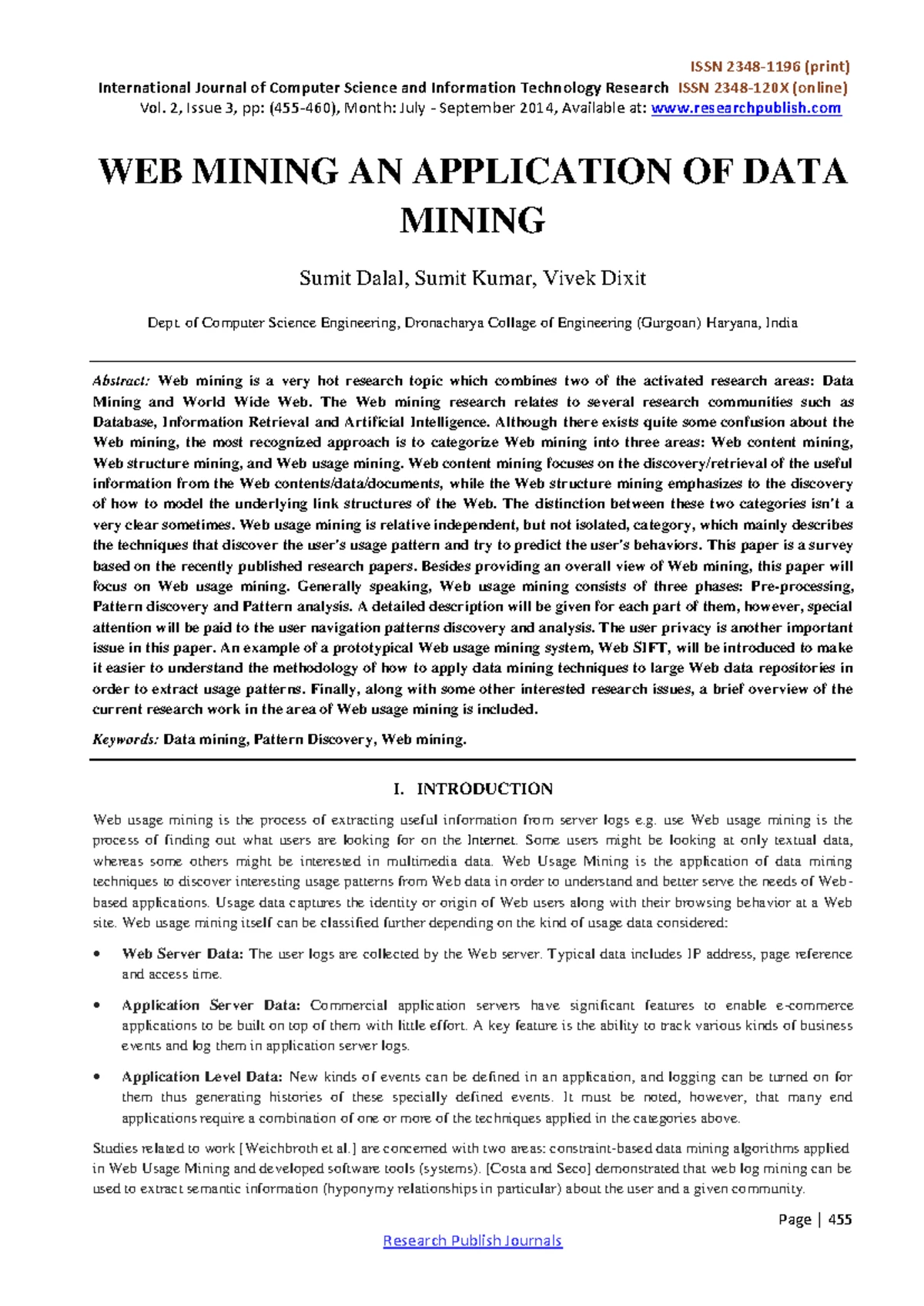 Web Structure Mining: Techniques and Applications in Internet Data ...