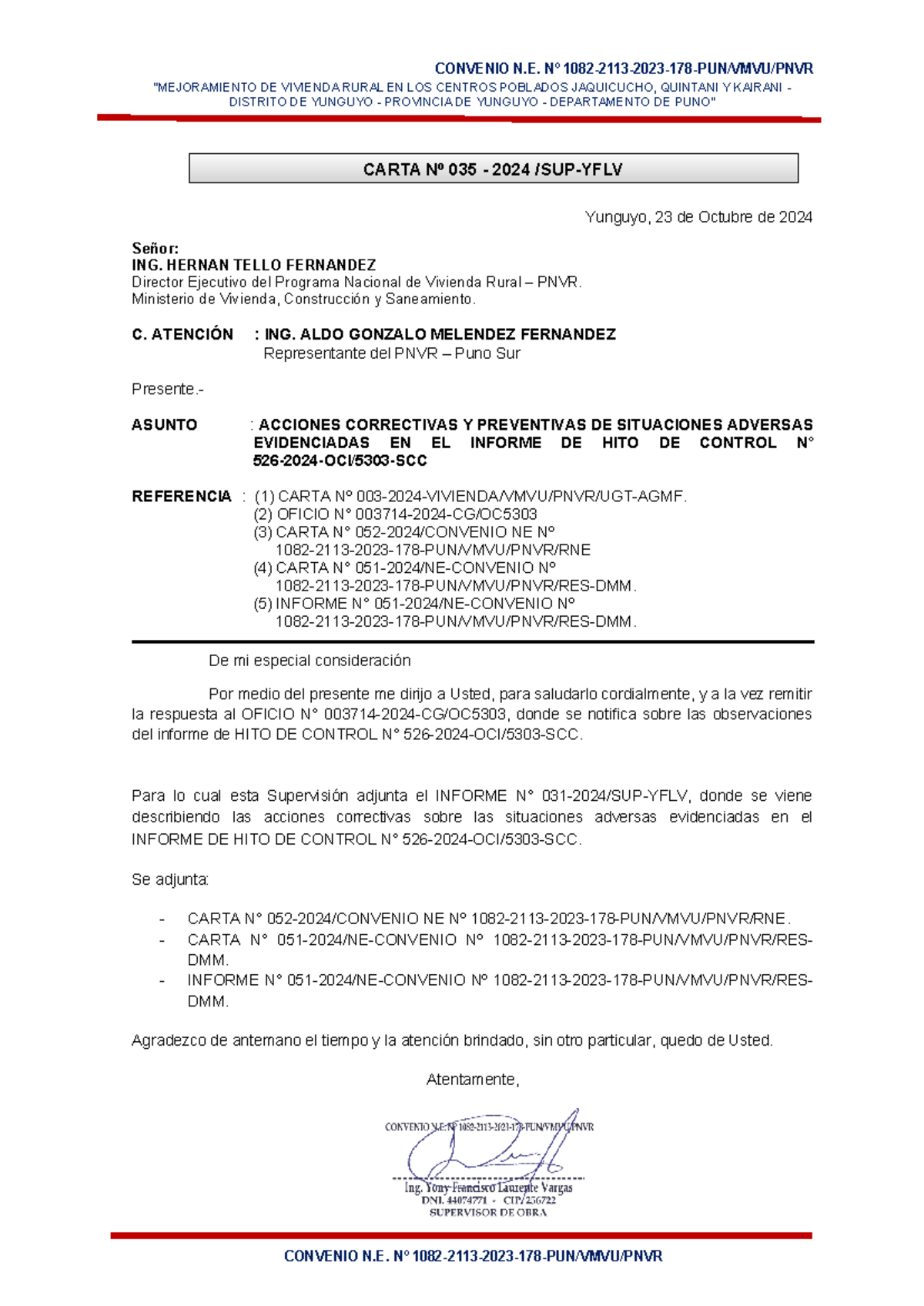 Informe N° 031-2024: Acciones de Mejora en Vivienda Rural - INF. 31 - Document Preview