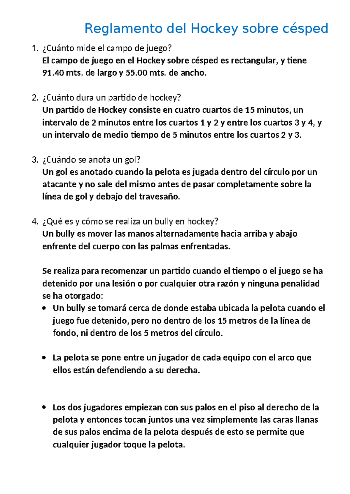 Reglamento del Hockey sobre Césped: Normativas y Conductas Básicas ...