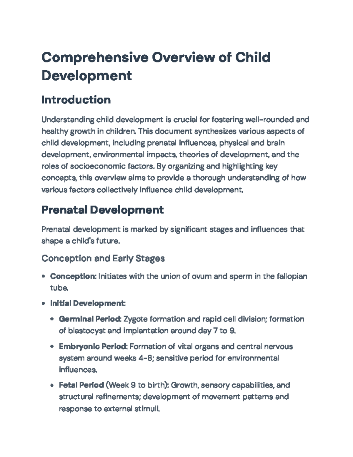 Comprehensive Overview of Child Development: Key Concepts and Factors ...