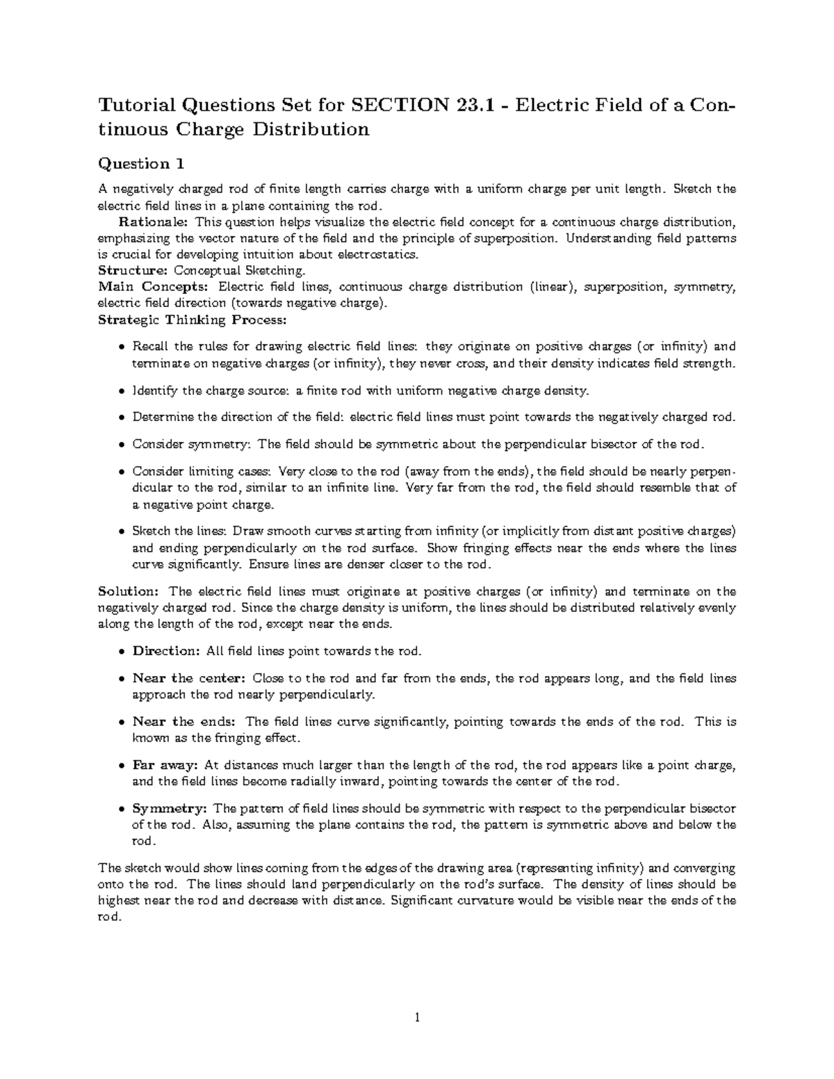 Section 23 - Electric Field Tutorial Questions and Solutions - Studocu