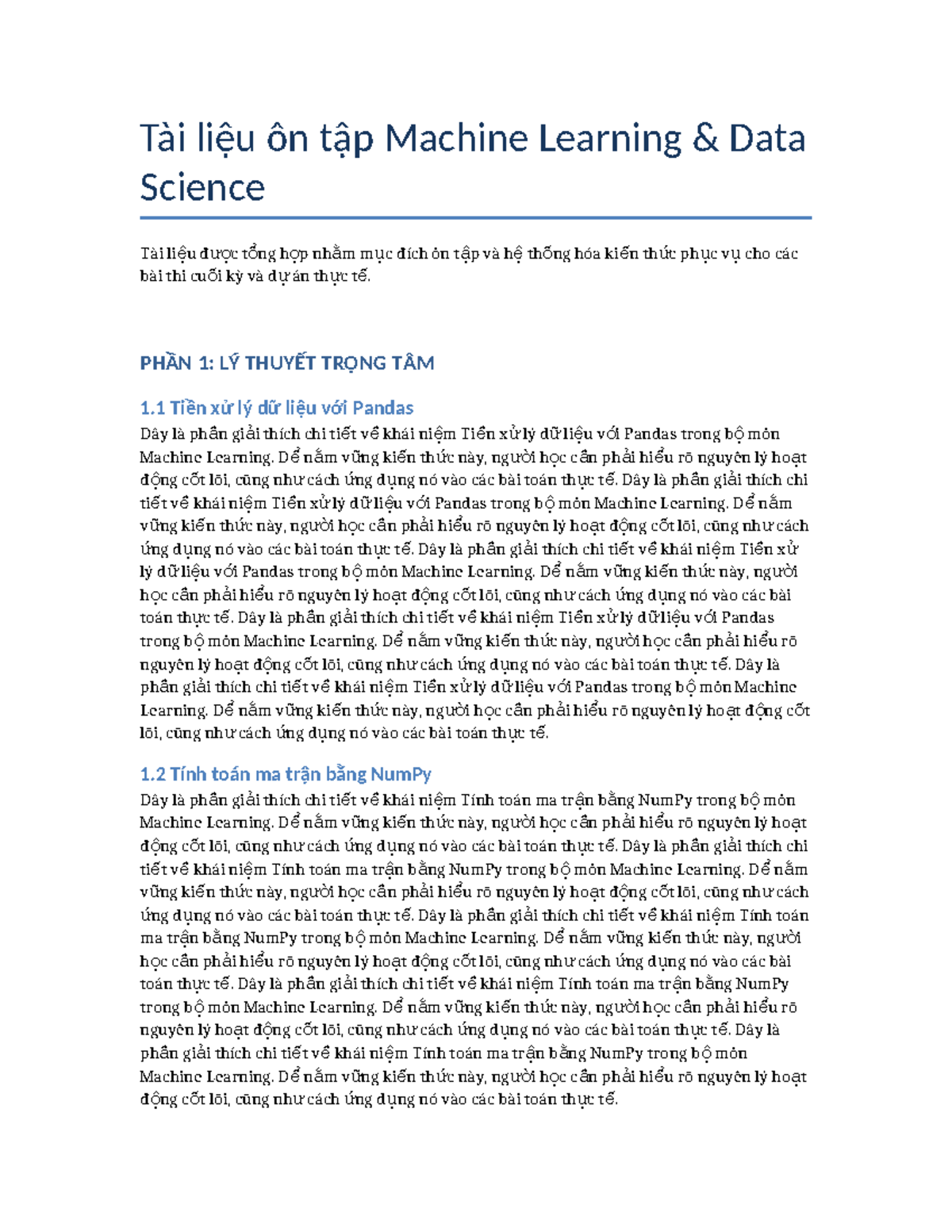 Tài liệu ôn tập Machine Learning - Hướng dẫn toàn diện cho kỳ thi - Studocu
