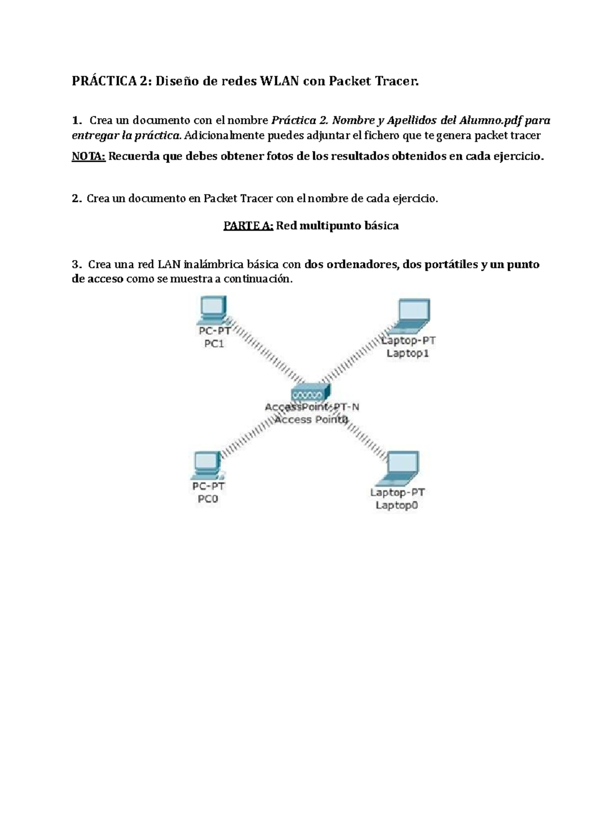 Práctica 2: Diseño de Redes WLAN y Configuración en Packet Tracer - Studocu