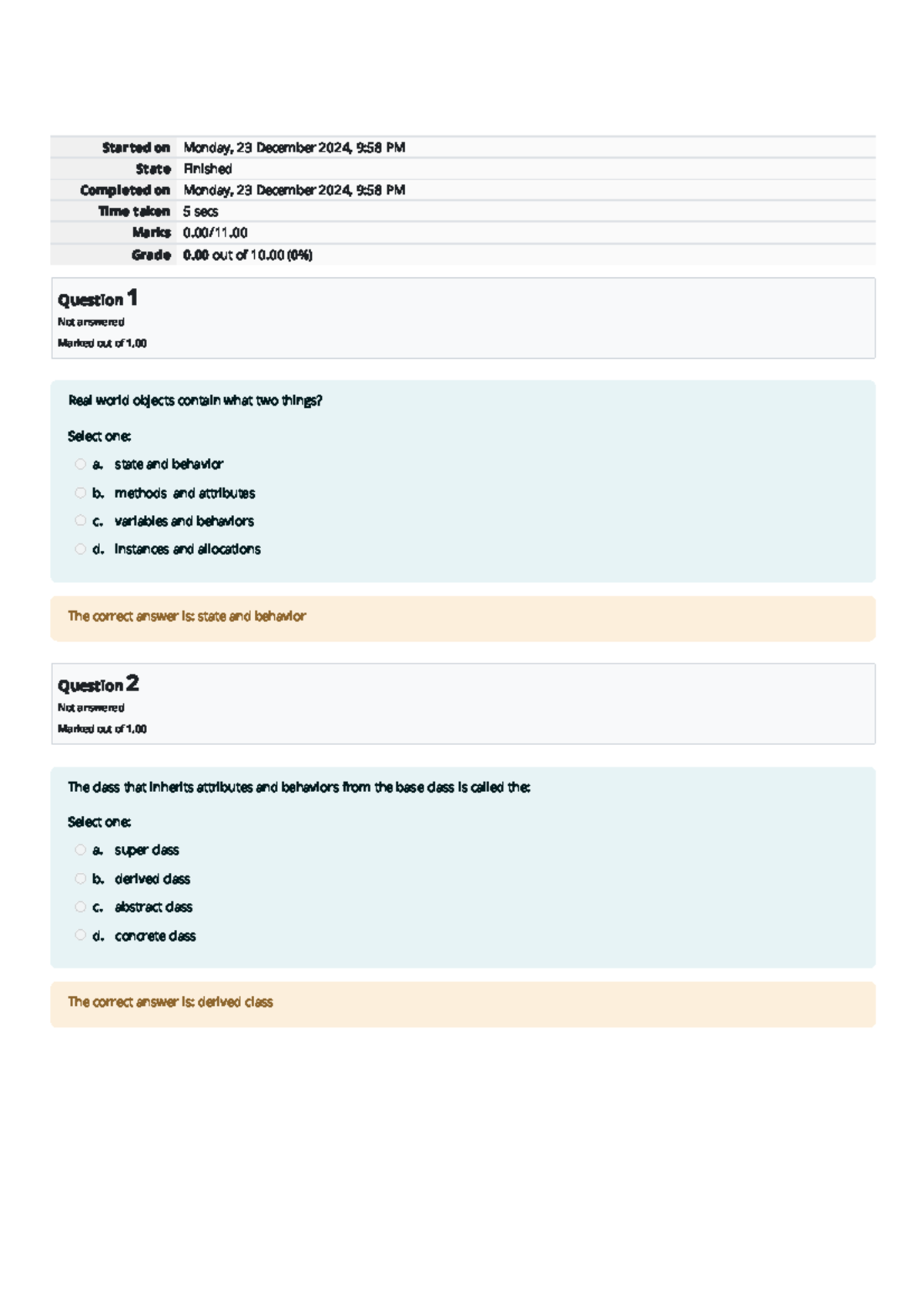 Object-Oriented Programming Quiz - QWEWQE21323213213 - Studocu