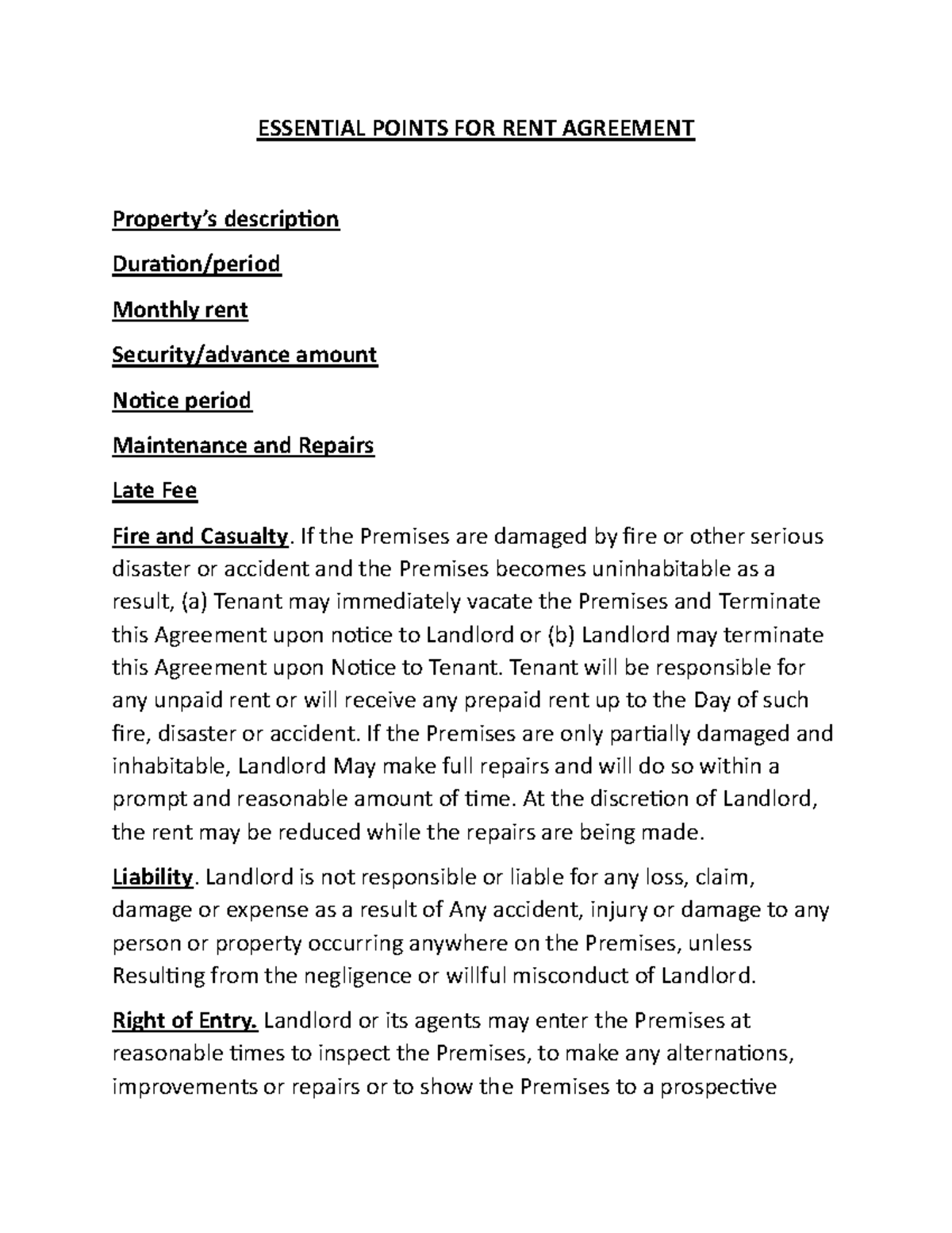 Key Elements of RENT Agreement: A Comprehensive Guide - Studocu