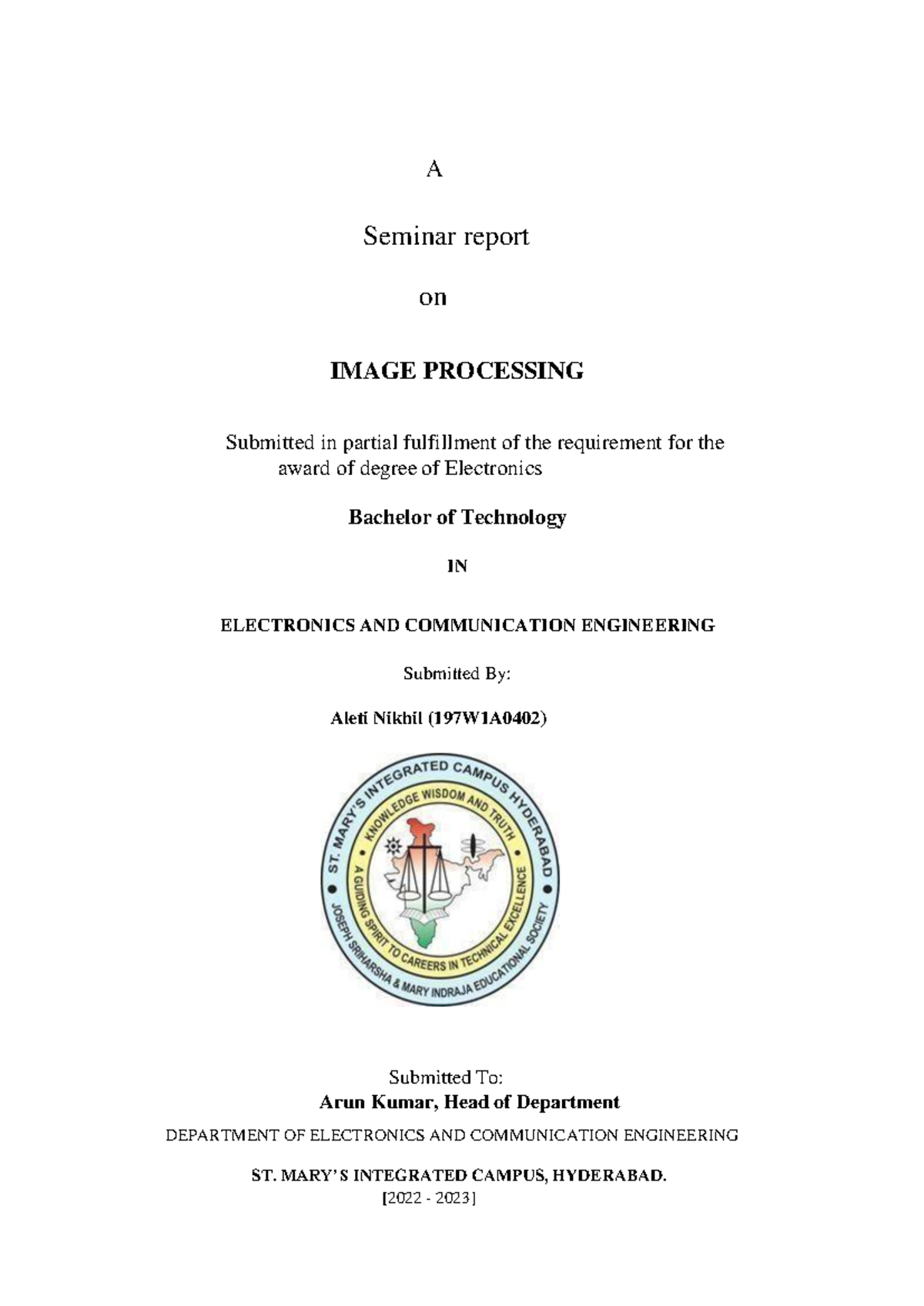CSE-Image-Processing-Seminar-Report-Aleti-Nikhil-Mod3 - Studocu