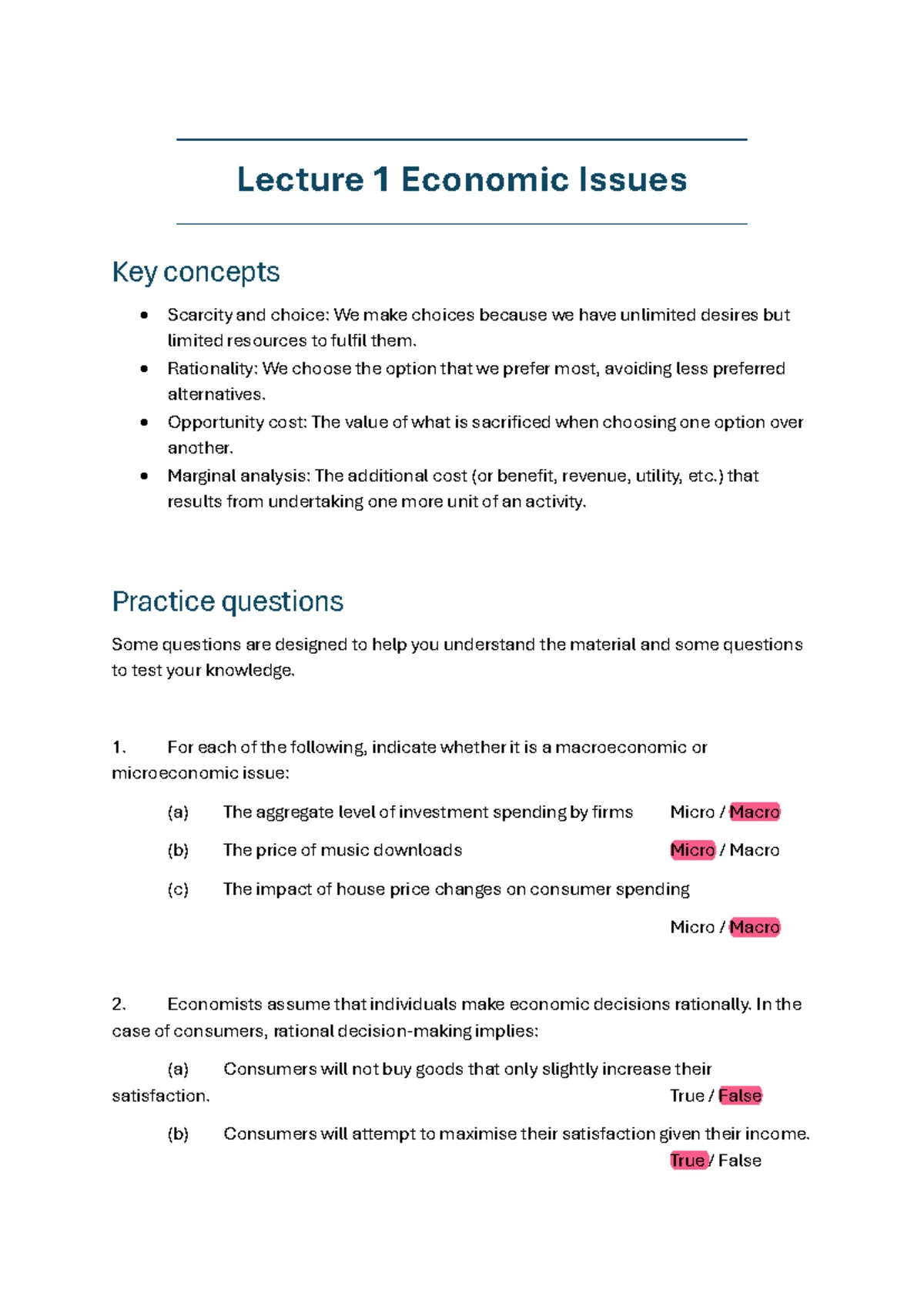 ECON121 Mock Exam - Principles of Microeconomics Preparation 2025 - Studocu