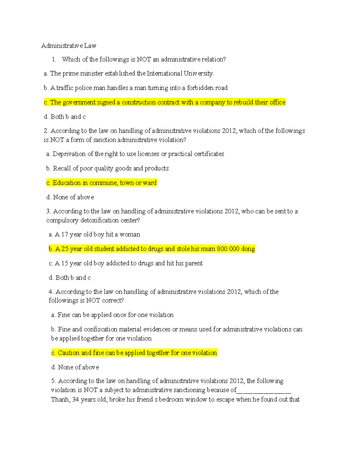 Administrative Law 1: Key Concepts and Violations Analysis - Studocu