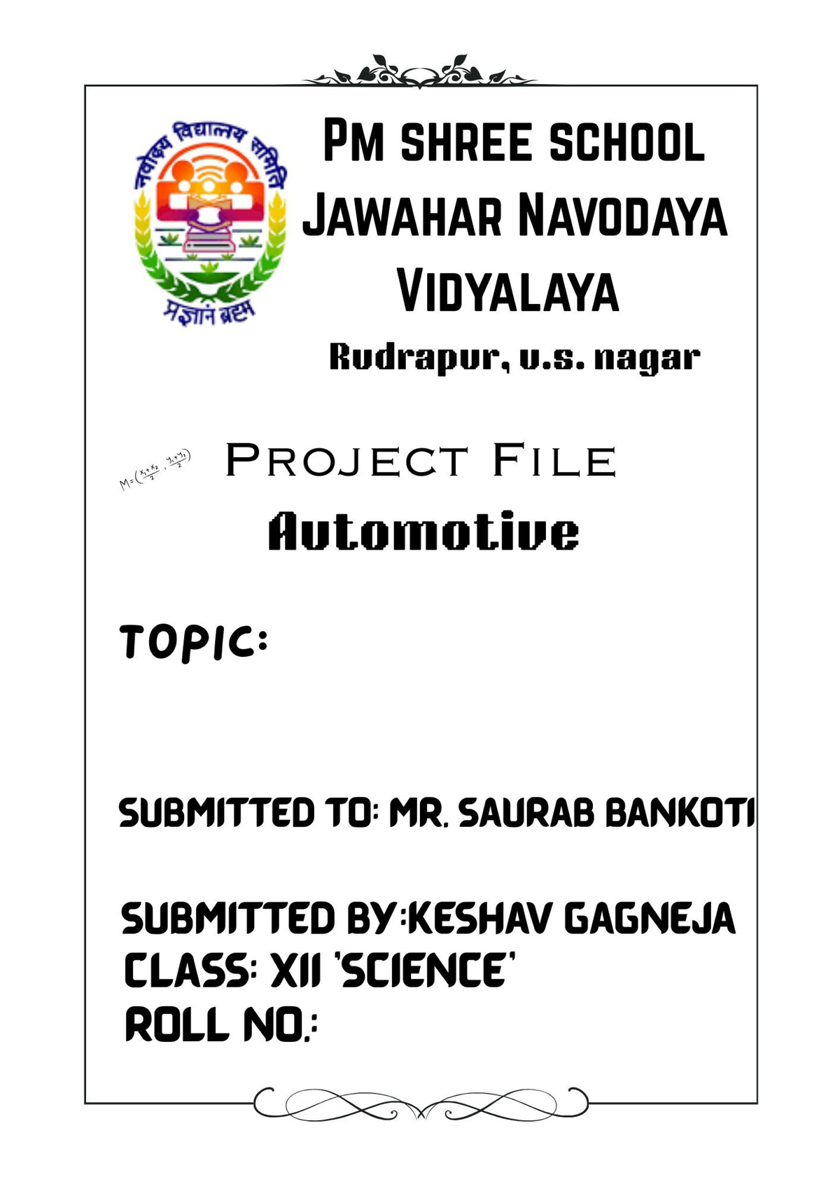 Automotive Project File - Class XII - JNV Rudrapur - Studocu