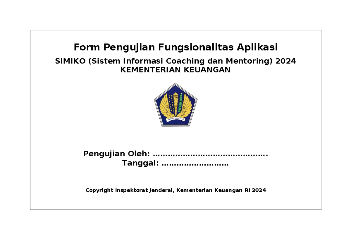 Form UF Aplikasi SIMIKO 2024: Testing and Module Overview - Studocu