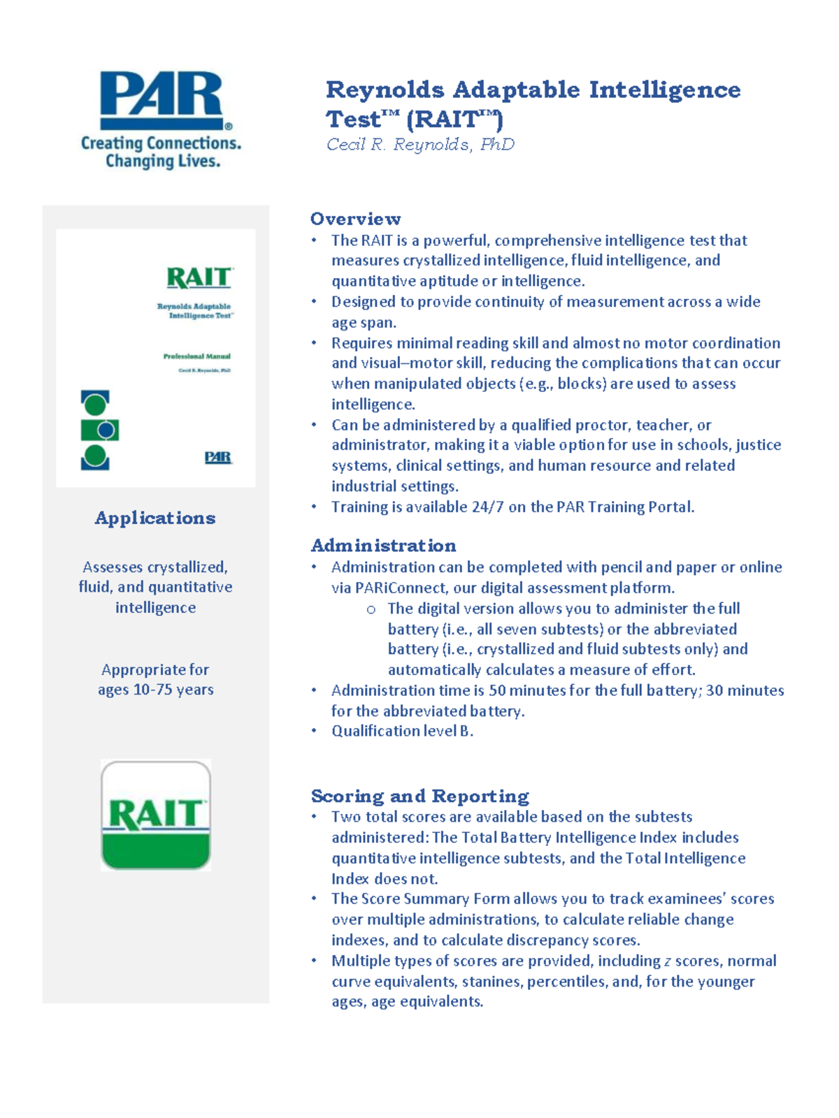 RAIT Overview: Comprehensive Intelligence Assessment Guide - Studocu