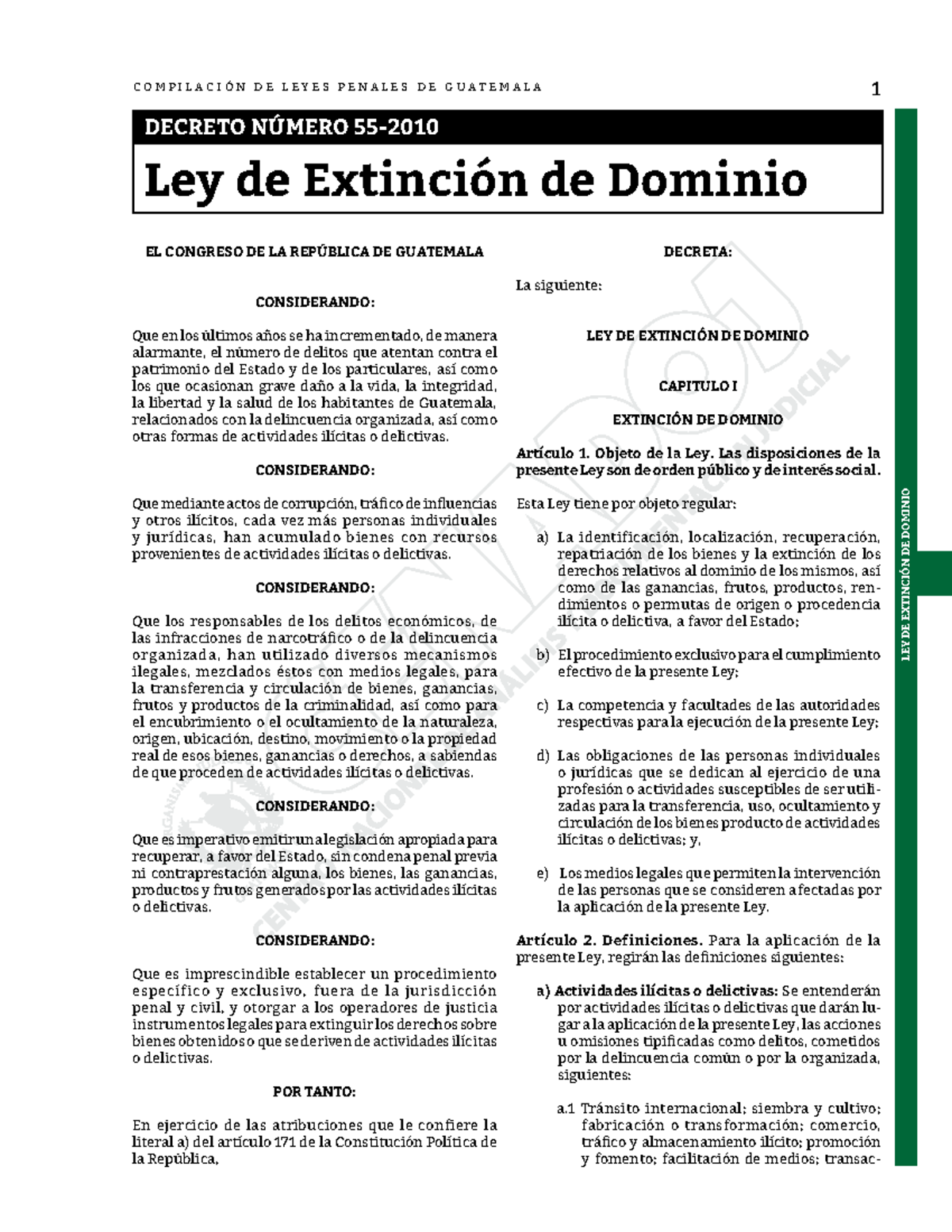 Ley de Extinción de Dominio en Guatemala: Análisis y Propuestas - Studocu