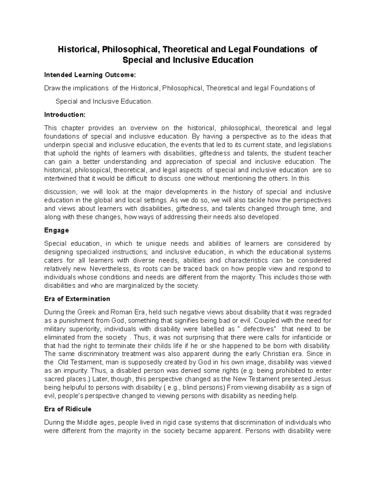Foundations of Special & Inclusive Ed: Historical and Legal Insights ...