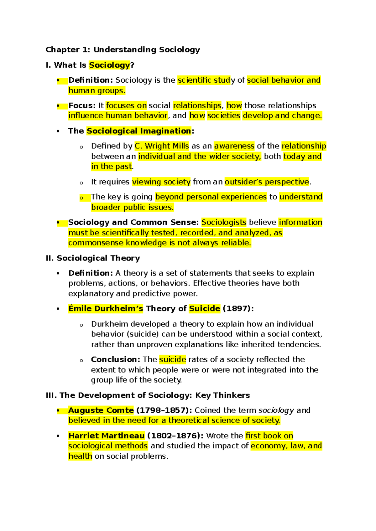 Sociology 101: Midterm Review on Key Concepts and Theories - Studocu