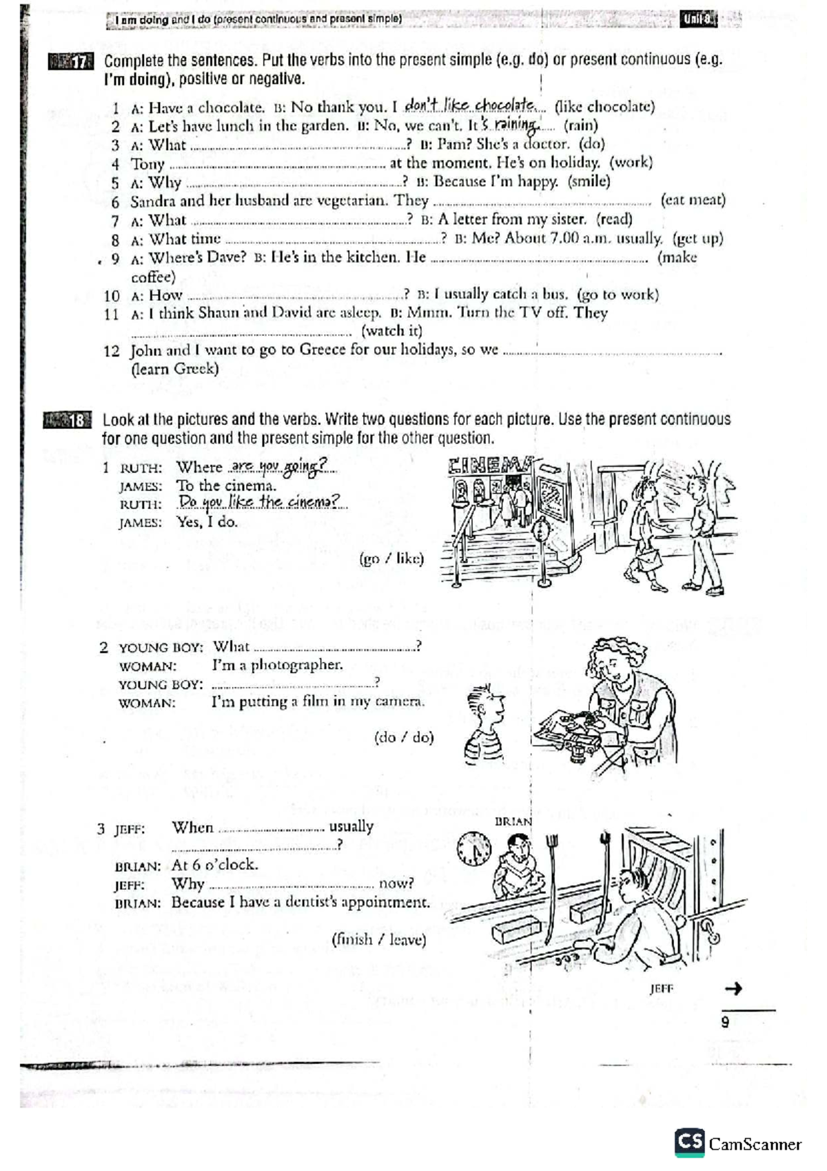 4TH - Welcome UNIT Review: Present Simple & Continuous Exercises - Studocu
