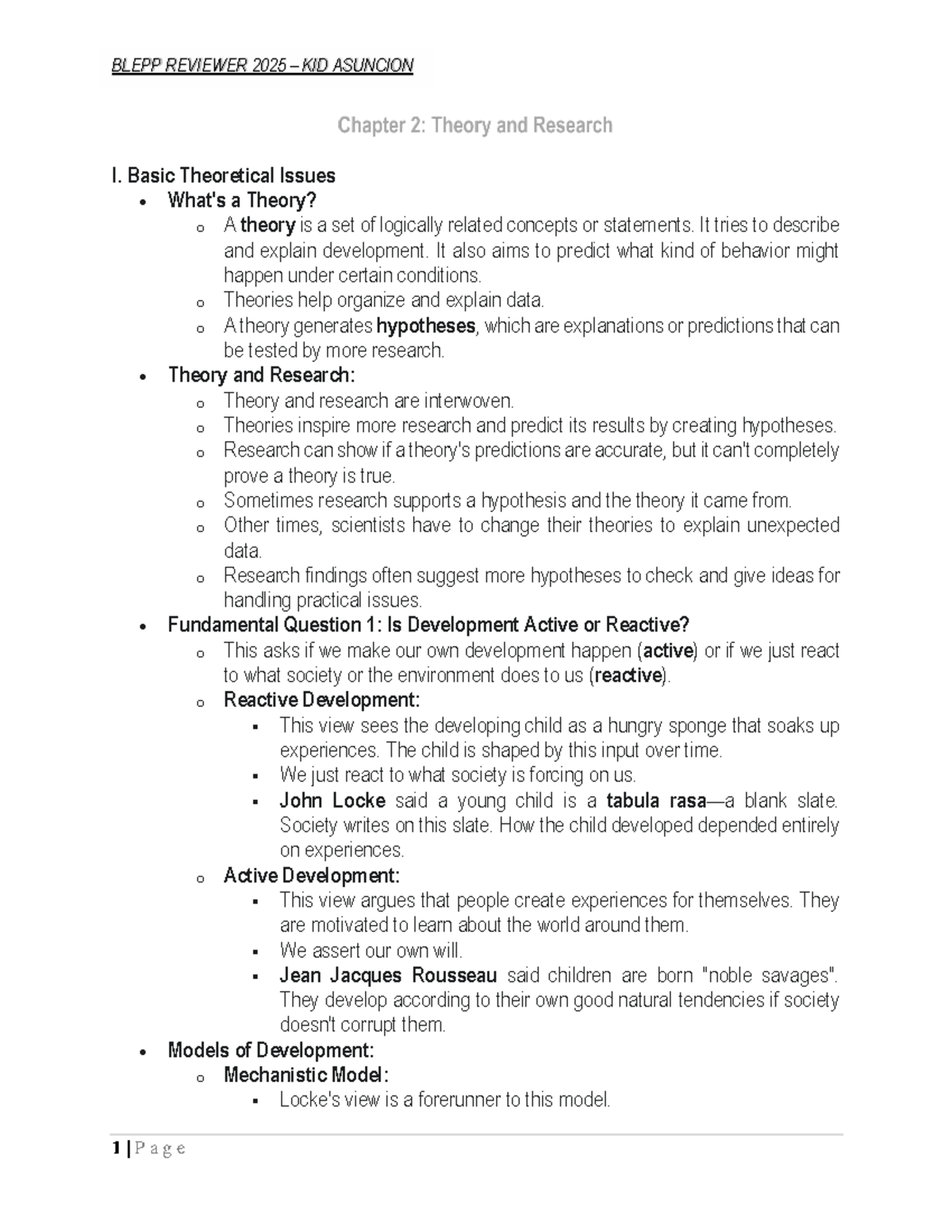 BLEPP REVIEWER 2025: Key Concepts in Developmental Psychology - Studocu