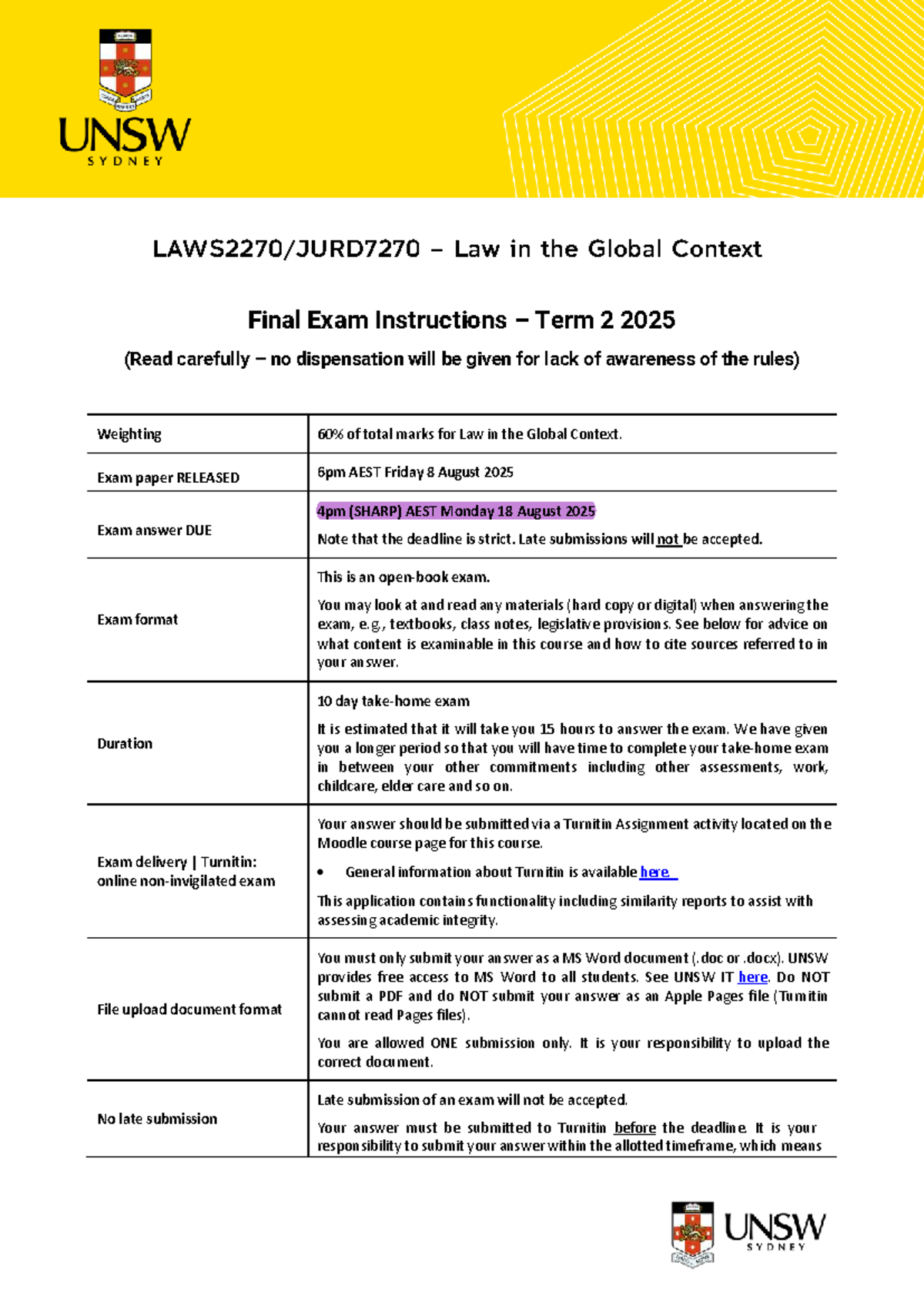 2025 T2 LGC Final Exam Instructions and Guidelines - Studocu