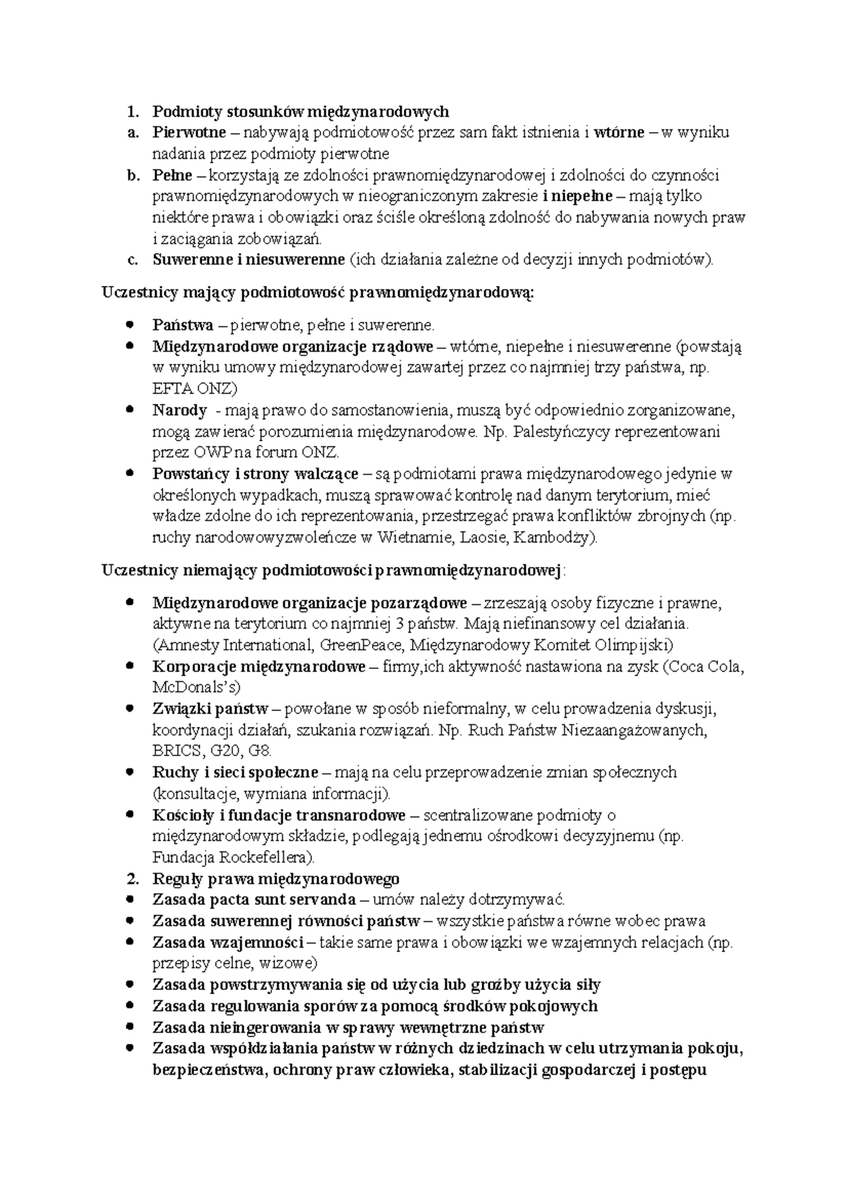 Wos matura - organizacje międzynarodowe - I. ORGANIZACJE ORGANIZACJE
