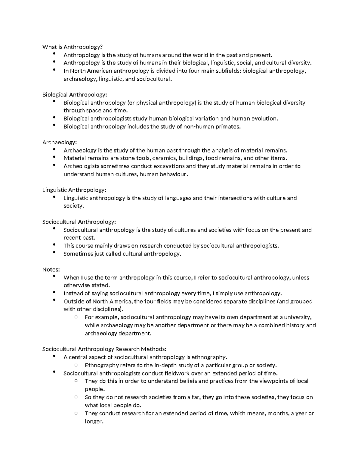 Anthro 2272: Introduction to Anthropology - Week 1 Notes - Studocu