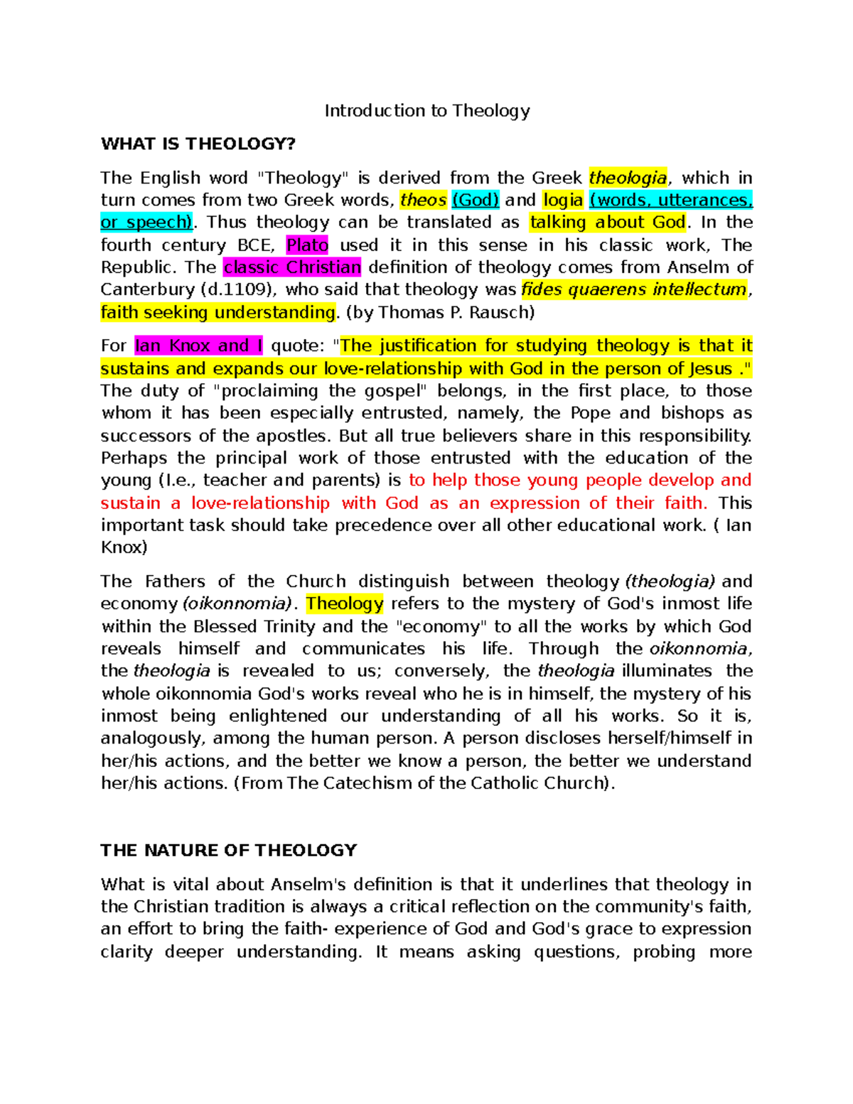 Introduction to Theology: Understanding the Nature and Development of ...