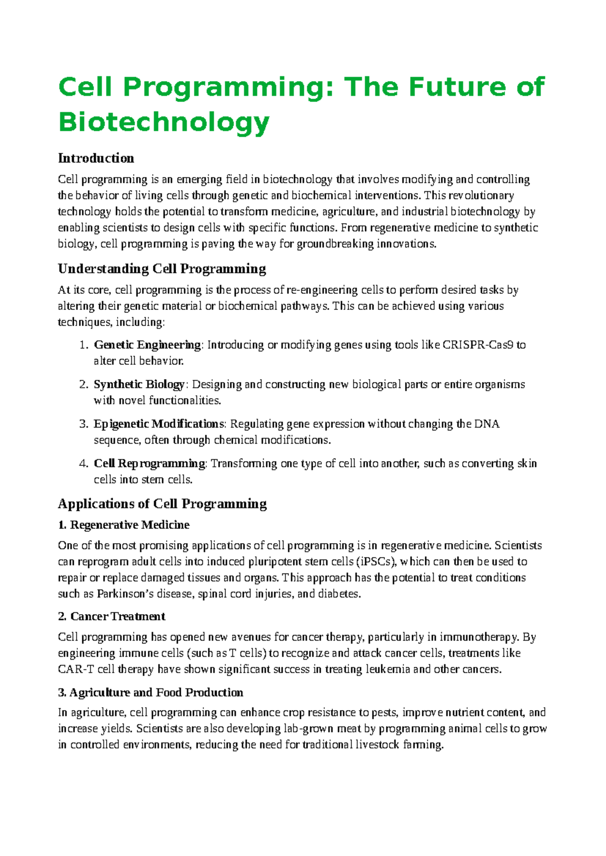 CELL Programming: Innovations in Biotechnology for Future Applications ...