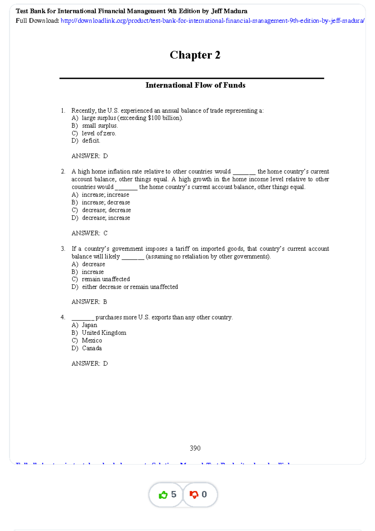 Test Bank for International Financial Management 9th Ed: Chapter 2 Flow ...