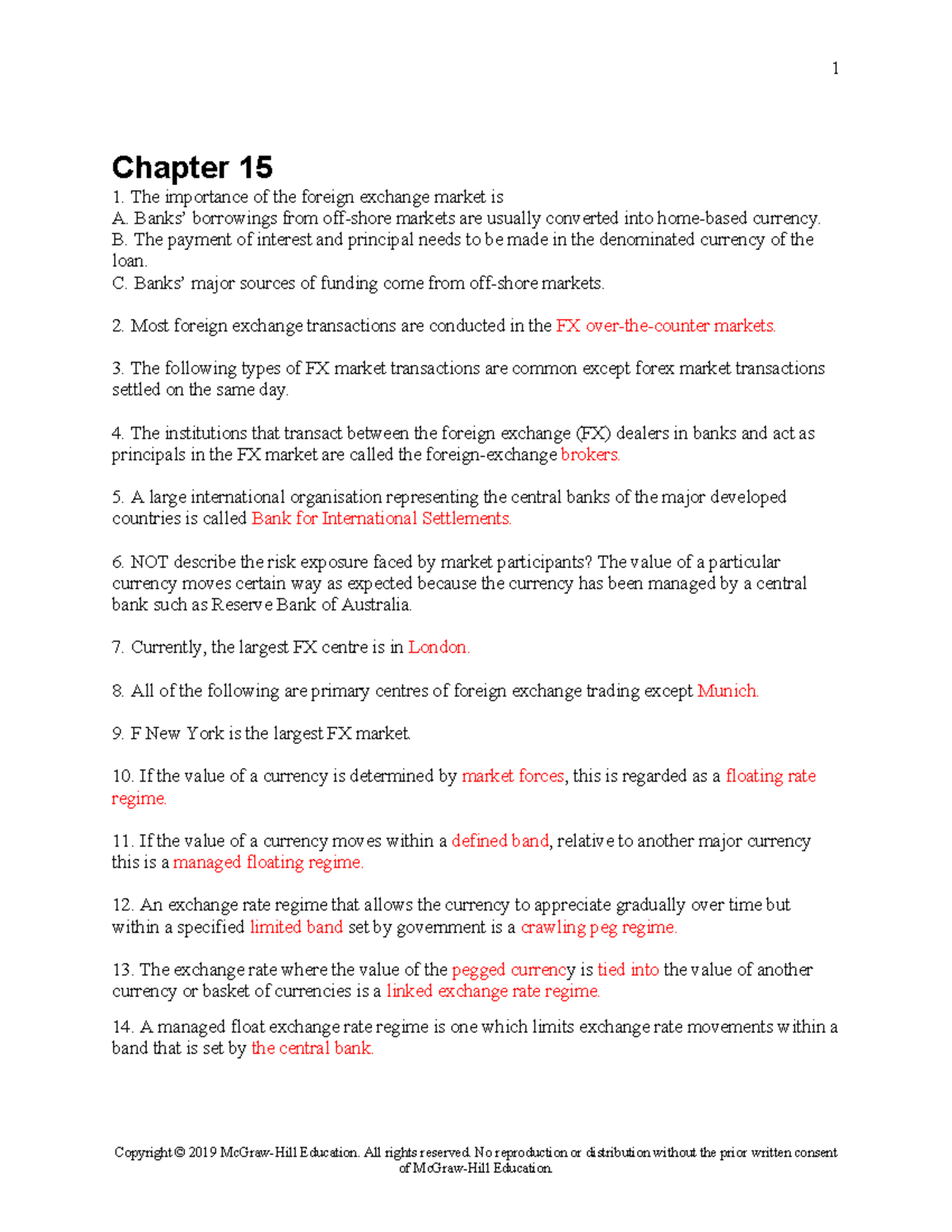 Chapter 15 Testbank - Foreign Exchange Market Insights - Studocu