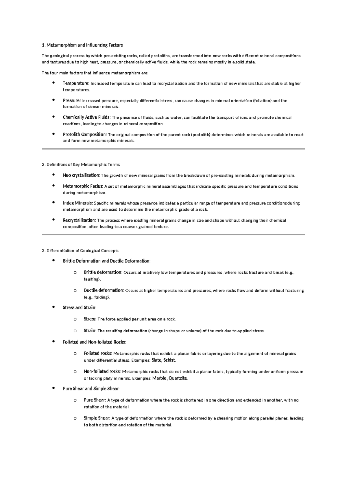 geol215-si-4-metamorphism-influencing-factors-key-terms-studocu