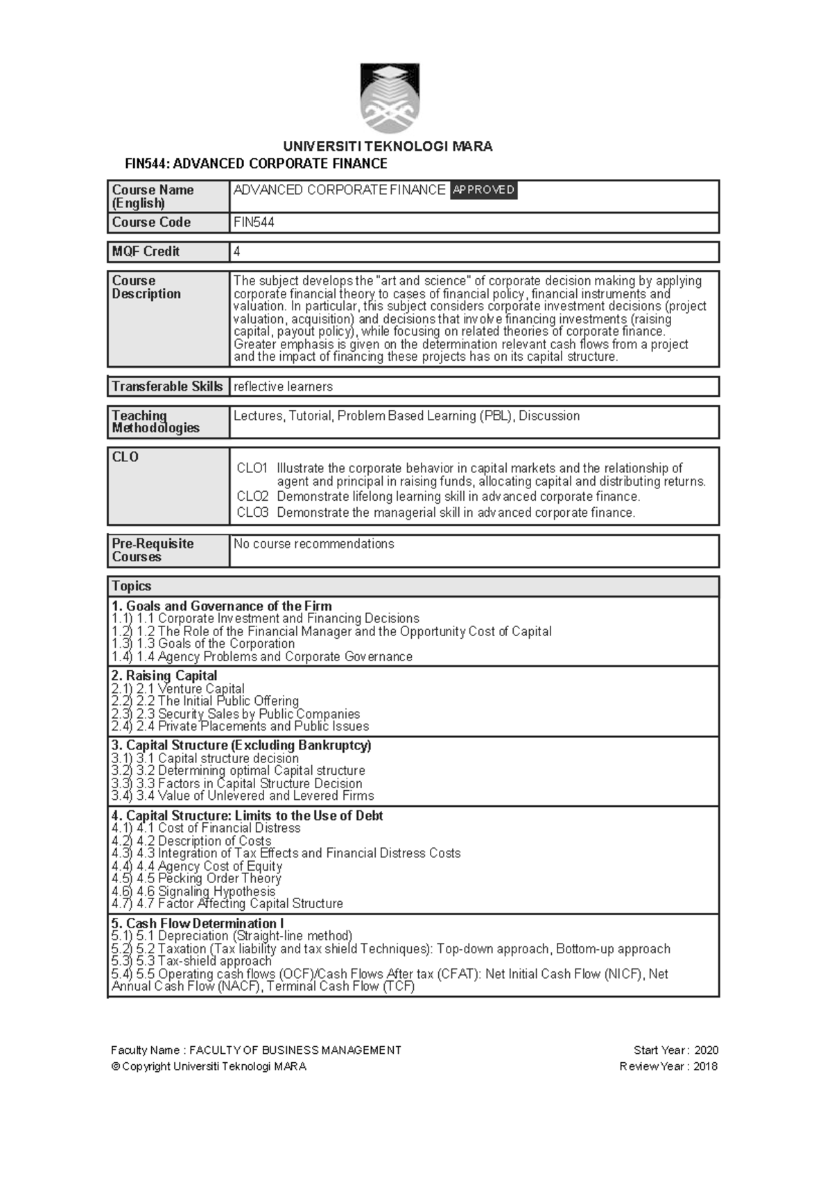 Capital Structure Analysis - Assignment 1 FIN 544 Lecture Notes - Studocu