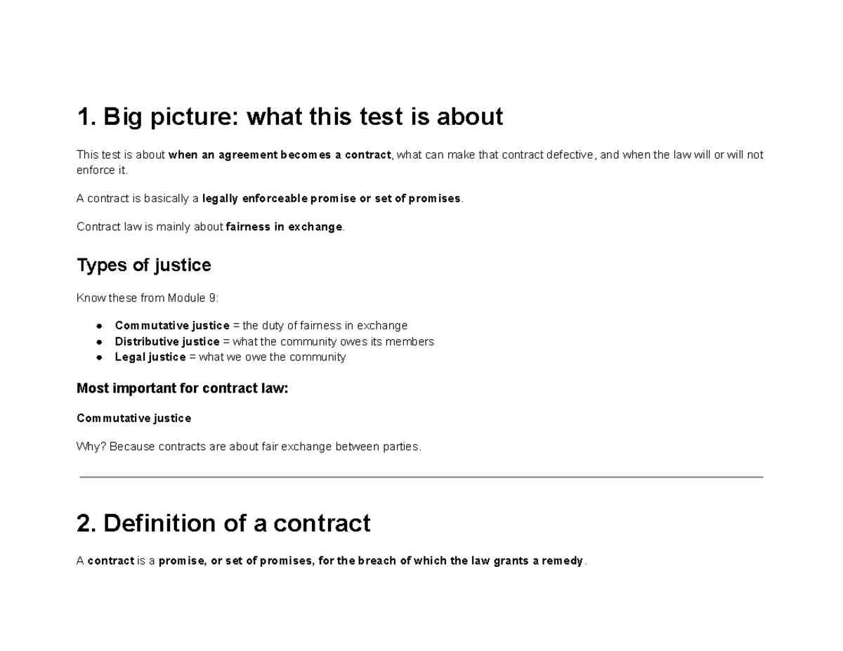 Contract Law Overview: Key Concepts and Elements - Studocu