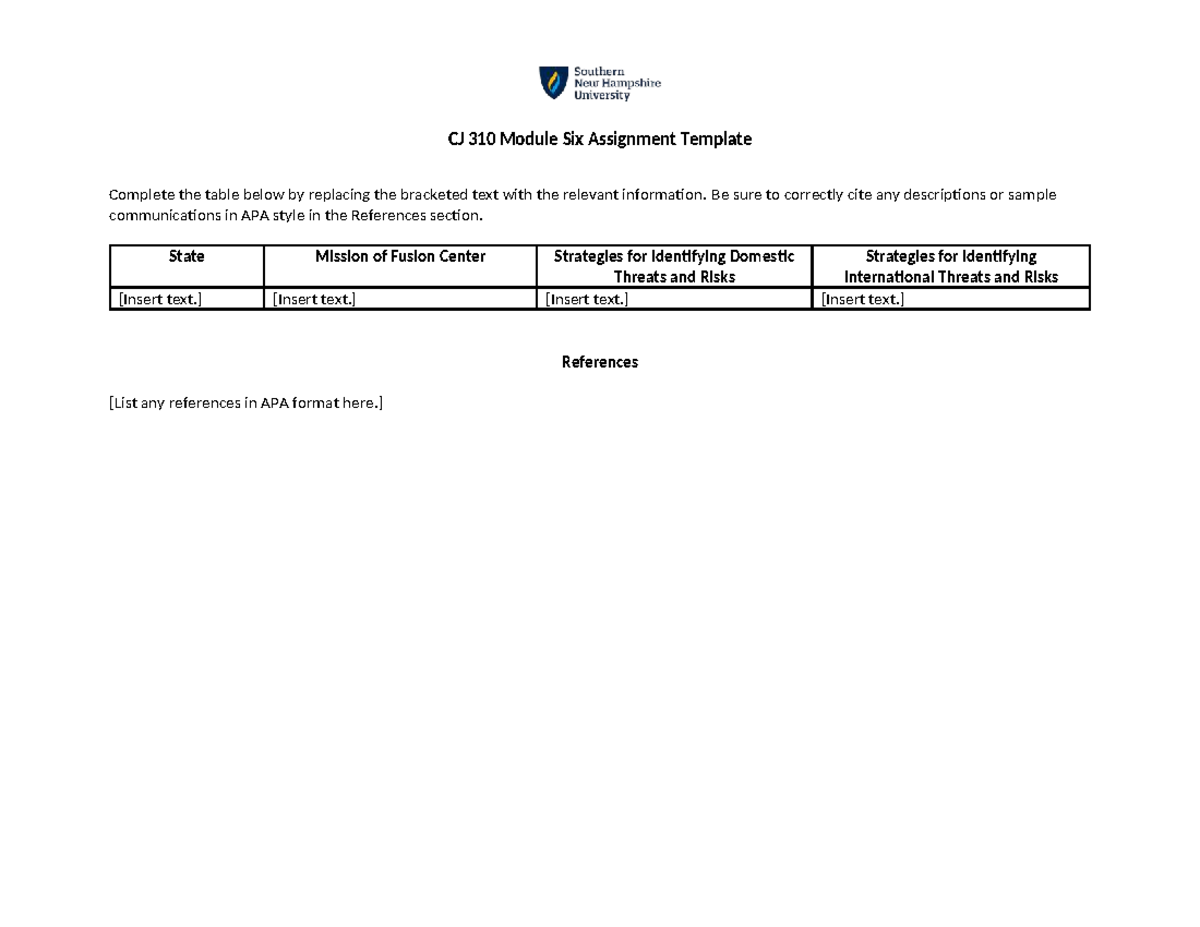 CJ 310 Module Six Assignment - Be sure to correctly cite any ...