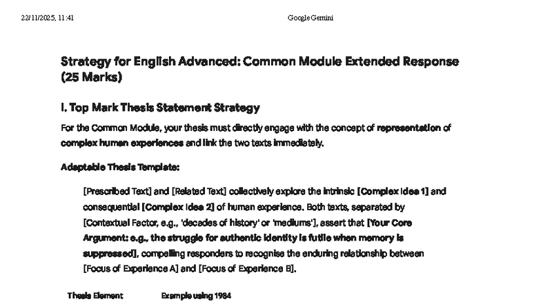 ENGL Advanced: Common Module Extended Response Strategy Guide - Studocu