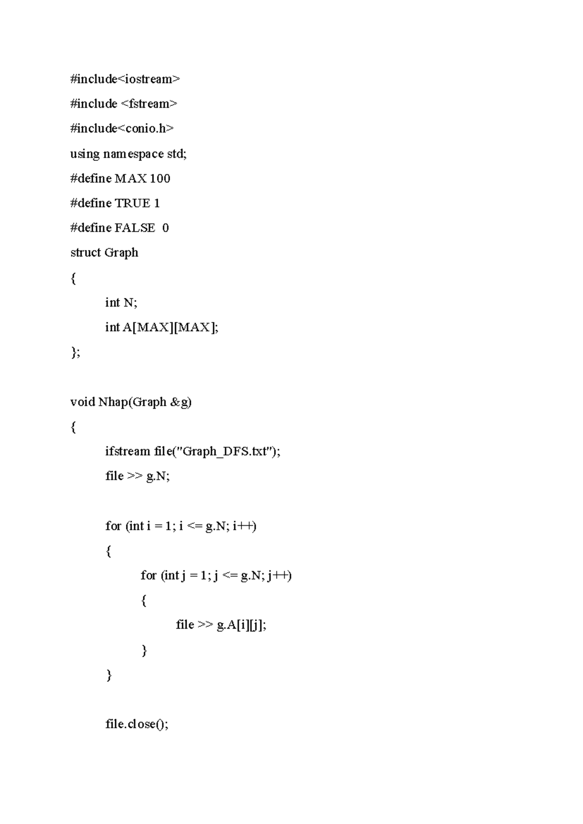 Baitap: C++ Graph DFS Implementation for Course CS101 - Studocu