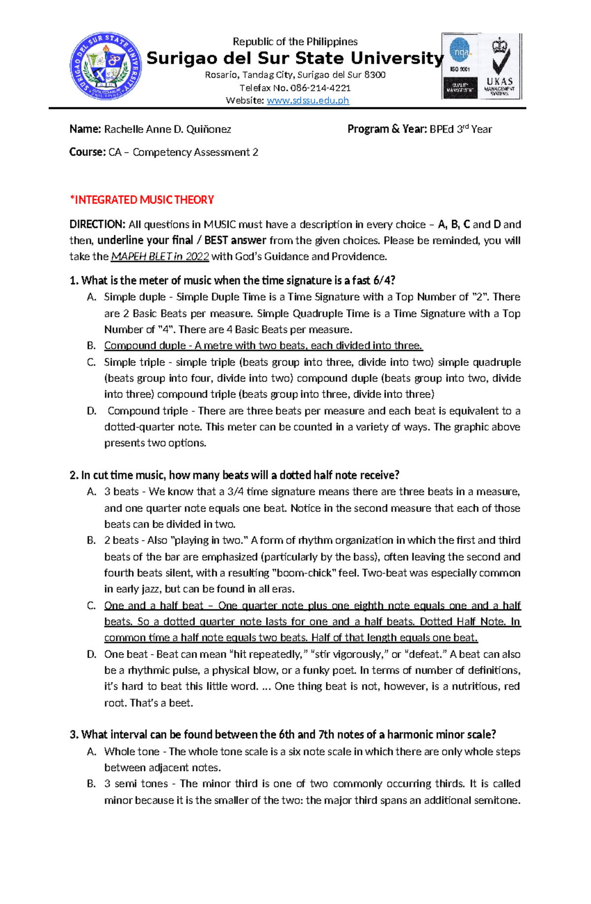 CA 2 - Integrated Music Theory: Comprehensive Study Guide - Studocu
