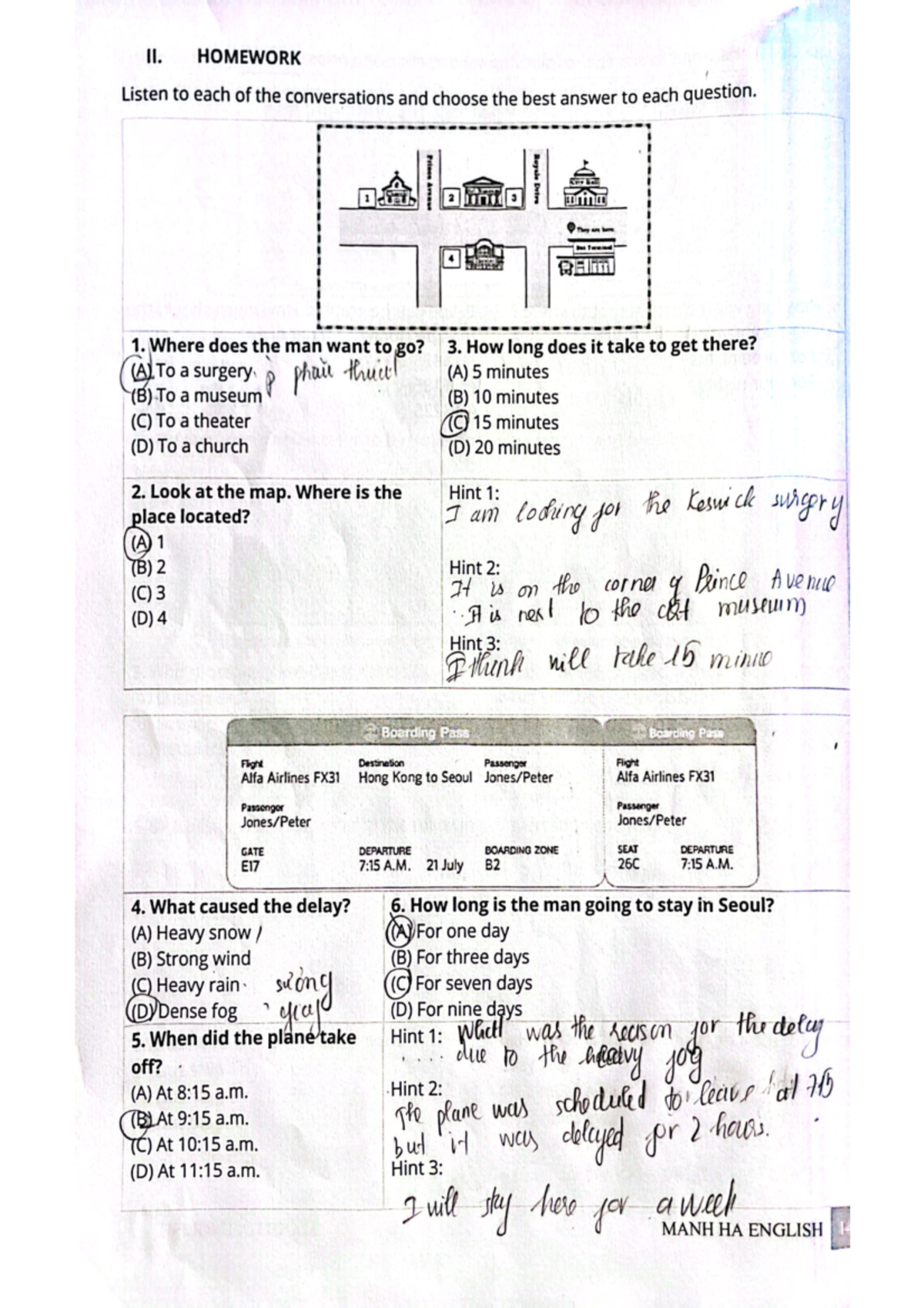 Cam Scanner 2024-08-21 02 - II. HOMEWORK Listen to each of the ...