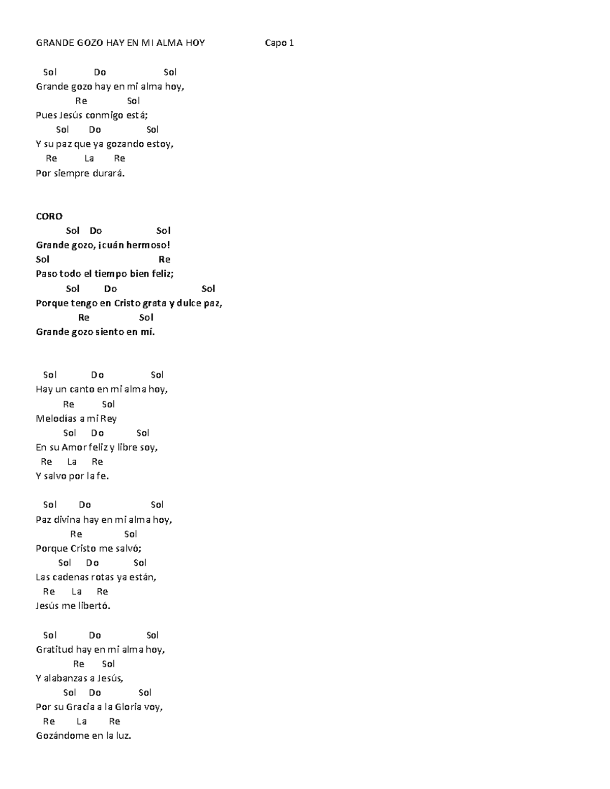Grande Gozo Hay en Mi Alma Hoy 465 con Capo - Letra y Acordes - Studocu