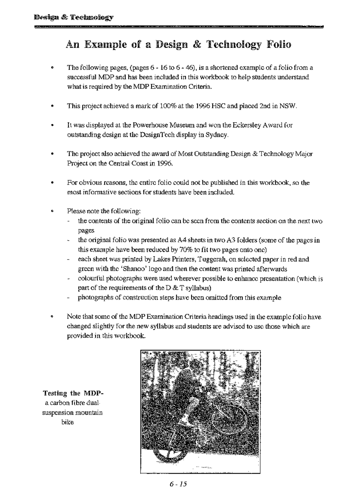 MDP Final Exam Folio Example: Carbon Fibre Mountain Bike Design - Studocu