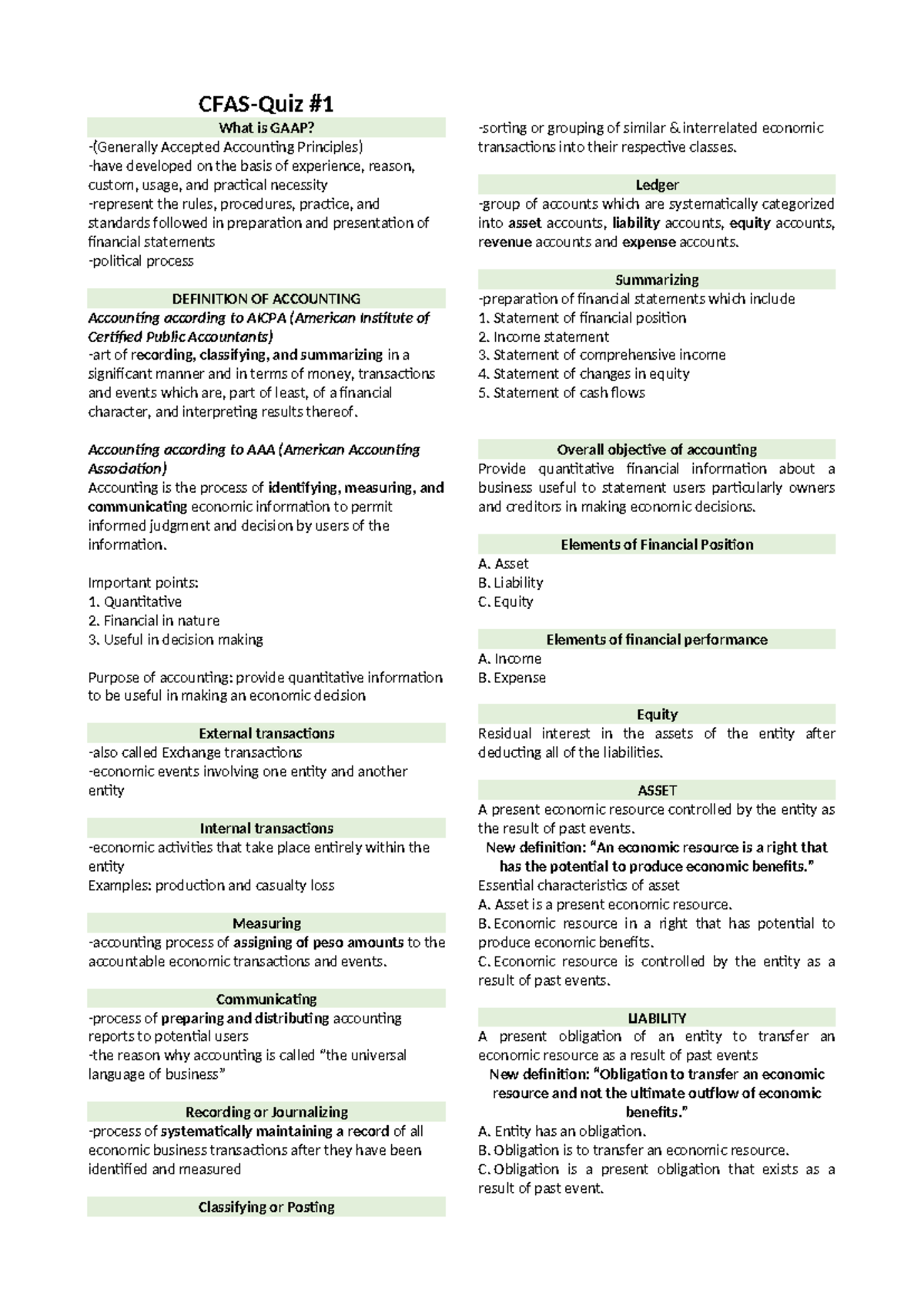 Quiz #1 - Understanding GAAP and Accounting Principles - Studocu