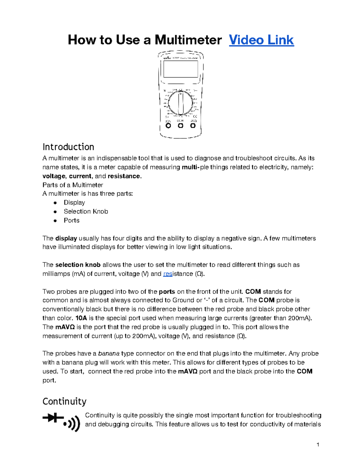 R1 - Comprehensive Guide to Using a Multimeter - Studocu