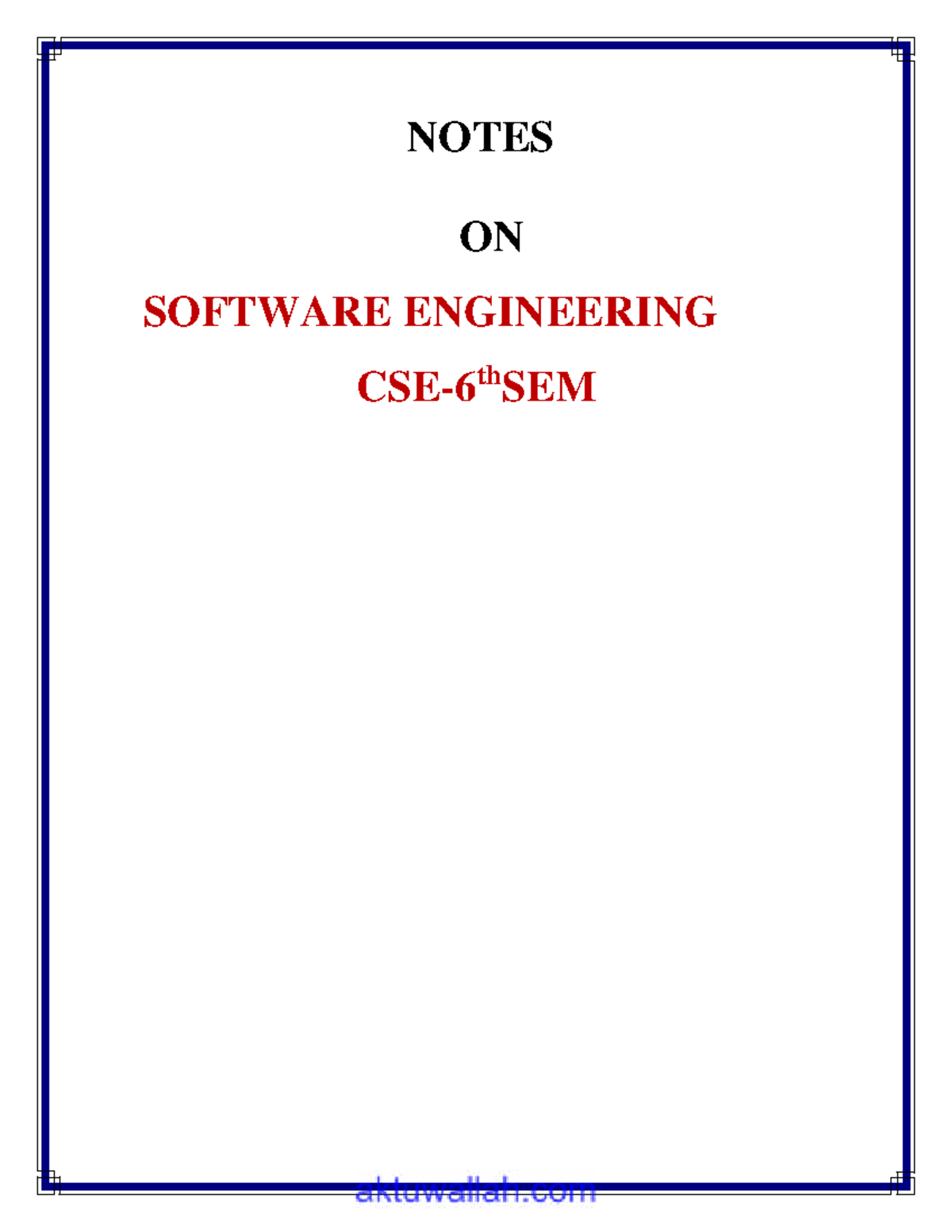 CSE 6th Sem - Software Engineering Lecture Notes - Studocu