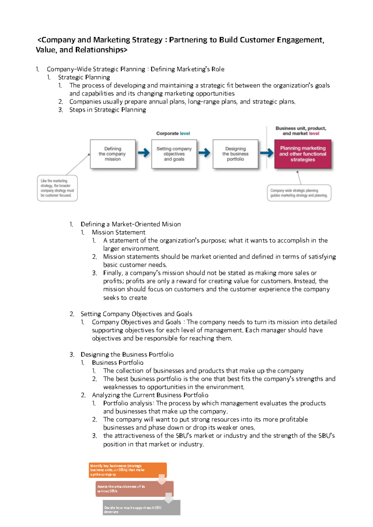 Chapter 2 - 강의요약: Strategic Planning and Marketing Roles - Studocu