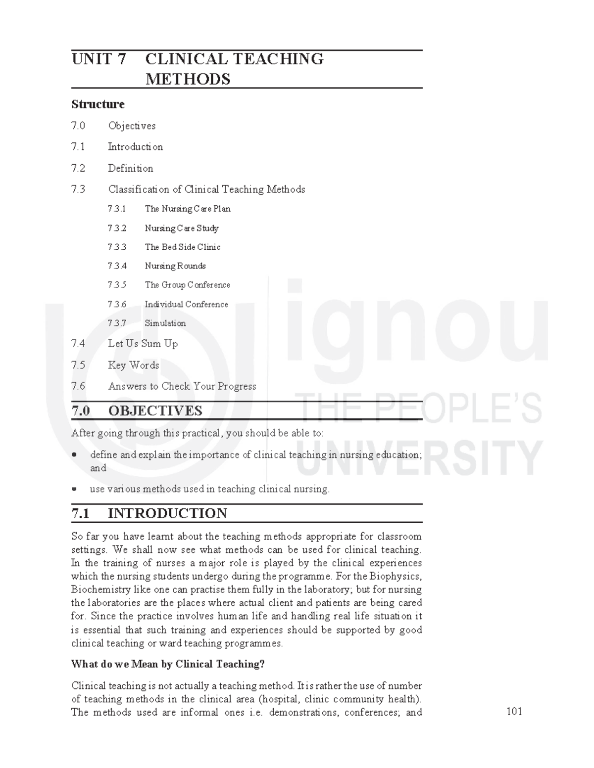 Unit 7 - Clinical Teaching Methods in Nursing Education - Studocu