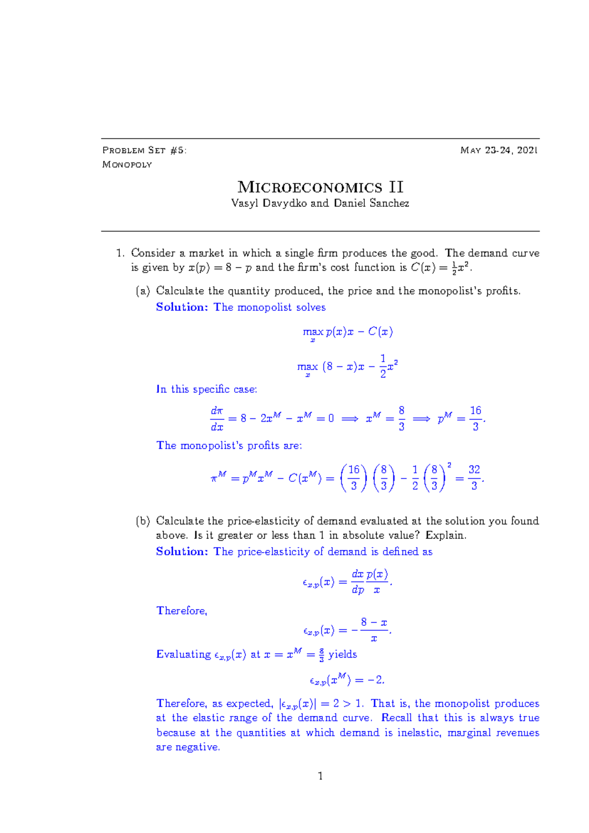 Problem Set 5-7 - Microeconomics II Seminar Notes & Solutions - Studocu