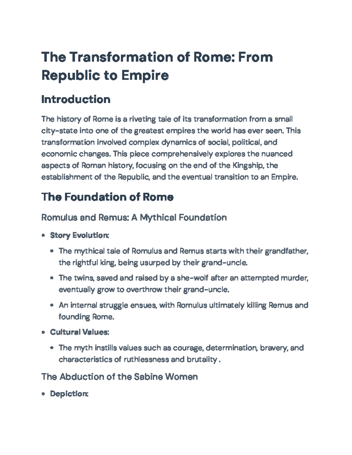 The Transformation of Rome: Republic to Empire - A Comprehensive Study ...