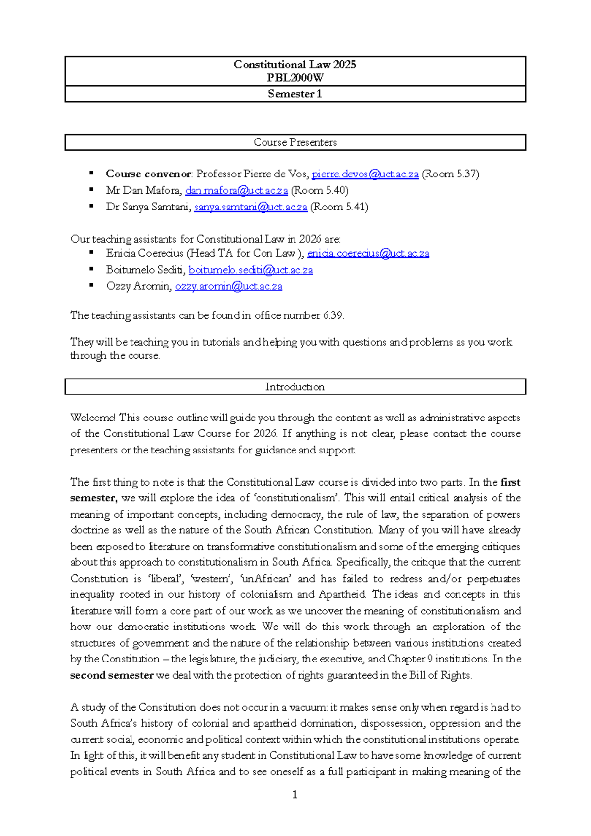 Constitutional Law (CON LAW) 2026 Course Outline and Objectives - Studocu