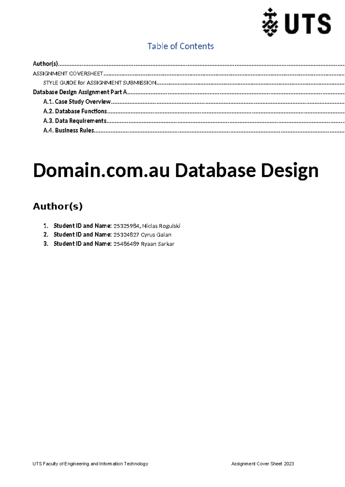 Database Fundamentals 31271: Design Assignment Part A - Studocu